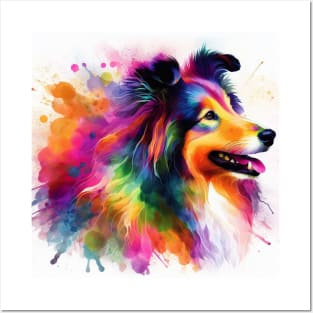 Abstract painting of a Sheltie Dog Posters and Art